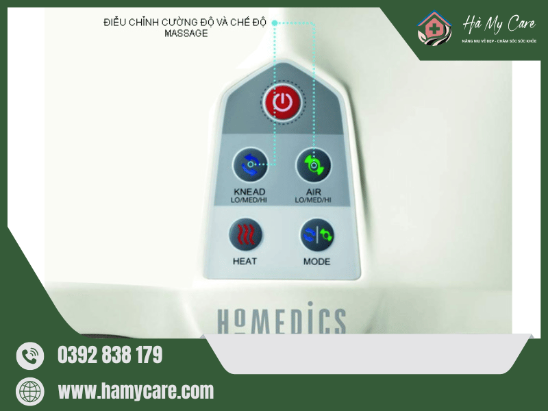 Máy massage chân HoMedics FMS-351HJ 4 Bảng điều khiển máy massage chân HoMedics FMS-351HJ dễ sử dụng