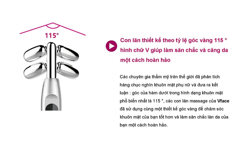 Máy massage nâng cơ tạo khuôn mặt Vline Nanotime F83 6 F83 có thiết kế theo tỷ lệ góc vàng 115 độ