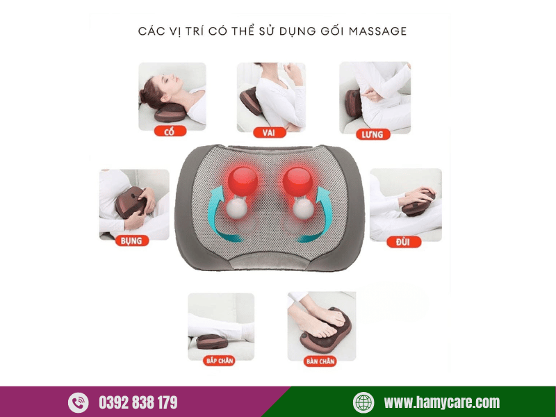 Gối massage HoMedics SP-100H-GB 6 Gối massage HoMedics SP-100H-GB kèm nhiệt hồng ngoại và chế độ rung thư giãn
