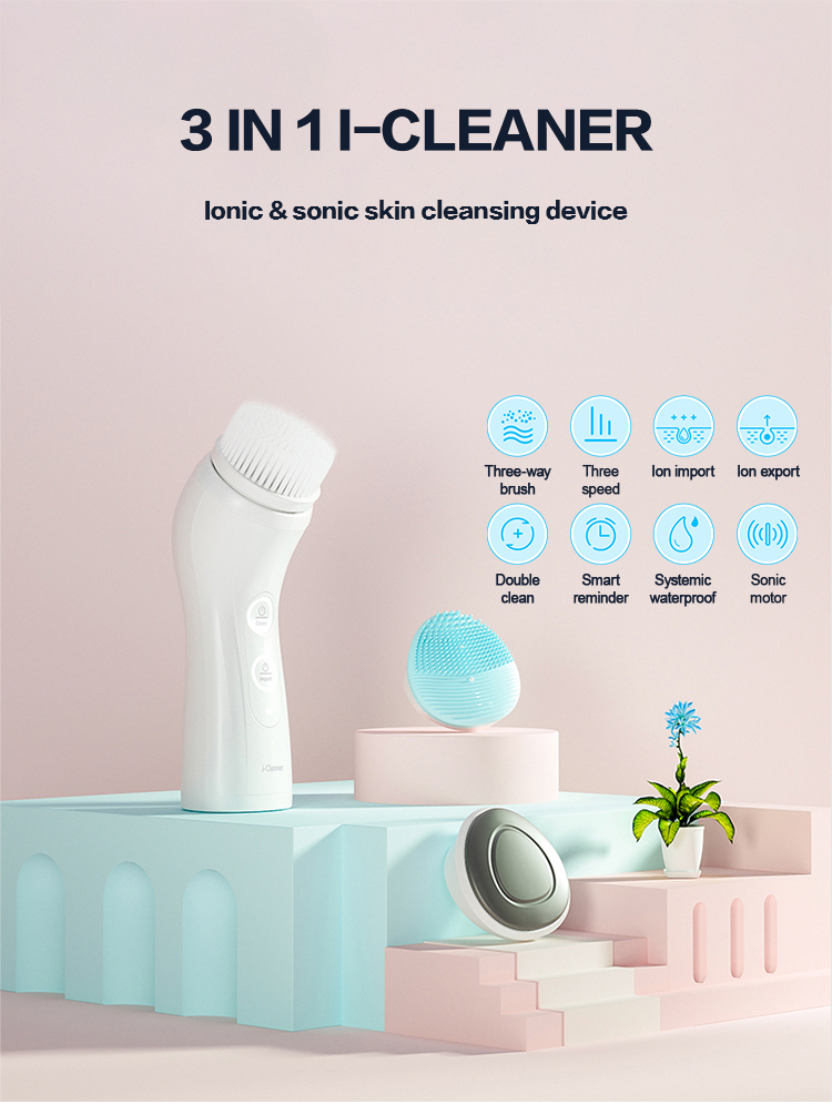 Máy rửa mặt công nghệ siêu âm bổ sung ION 3in1 Nanotime F62 9 Máy được trang bị ba đầu cọ