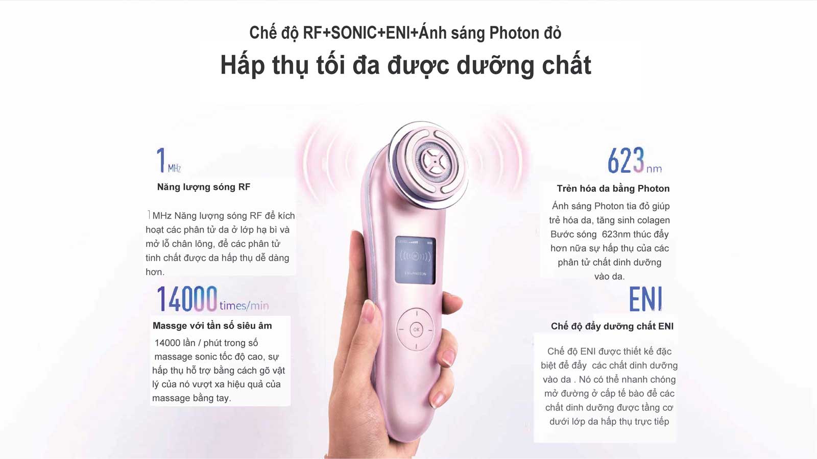 Máy nâng cơ trẻ hoá da 9 in 1 NanoTime F81E 6 Máy NanoTime F81E kết hợp RF, EMS, Photon và Sonic
