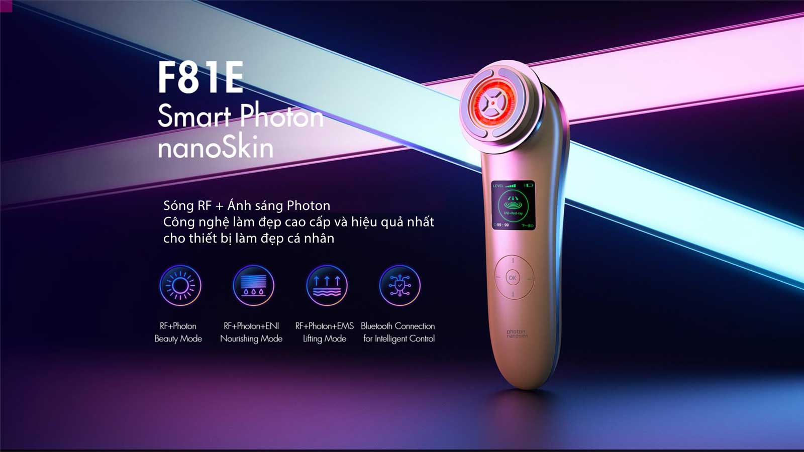 Máy nâng cơ trẻ hoá da 9 in 1 NanoTime F81E 5 Máy nâng cơ trẻ hoá da 9in1 công nghệ nanoSkin Photon RF kết nối APP NanoTime F81E